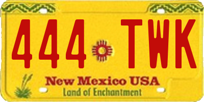 NM license plate 444TWK