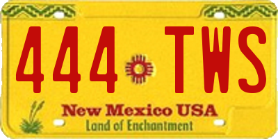 NM license plate 444TWS
