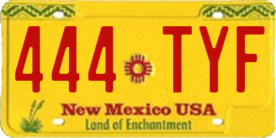 NM license plate 444TYF