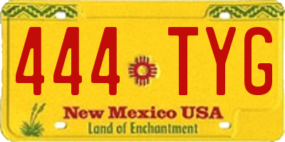 NM license plate 444TYG