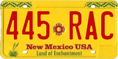 NM license plate 445RAC