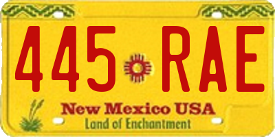 NM license plate 445RAE