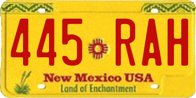 NM license plate 445RAH