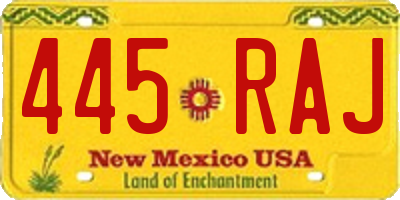 NM license plate 445RAJ