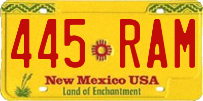 NM license plate 445RAM