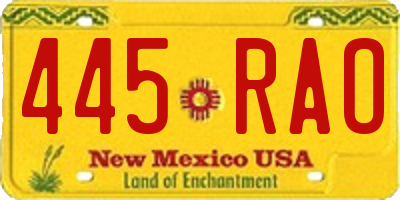 NM license plate 445RAO
