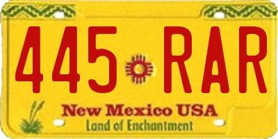 NM license plate 445RAR