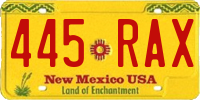 NM license plate 445RAX