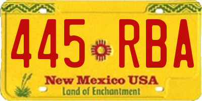NM license plate 445RBA