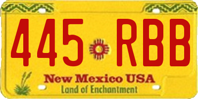 NM license plate 445RBB