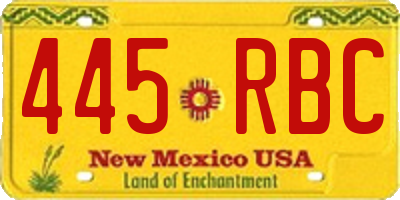 NM license plate 445RBC
