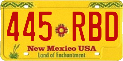 NM license plate 445RBD