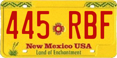 NM license plate 445RBF
