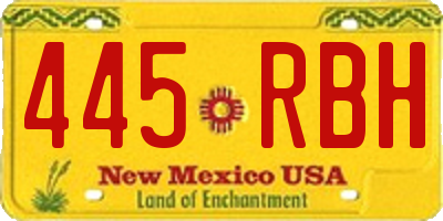 NM license plate 445RBH