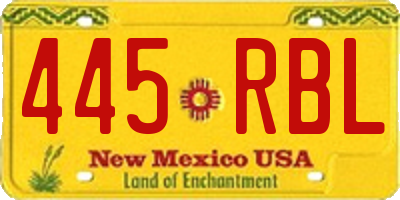NM license plate 445RBL