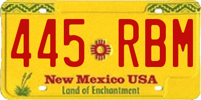 NM license plate 445RBM