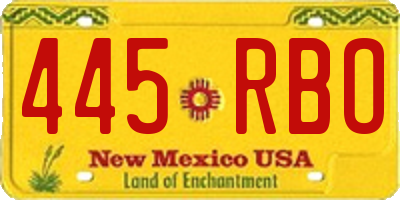 NM license plate 445RBO