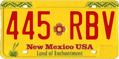 NM license plate 445RBV
