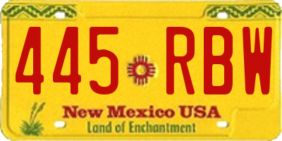 NM license plate 445RBW