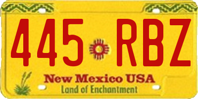 NM license plate 445RBZ