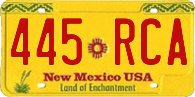 NM license plate 445RCA