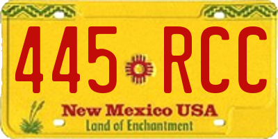 NM license plate 445RCC