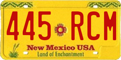 NM license plate 445RCM