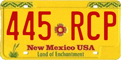 NM license plate 445RCP