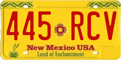 NM license plate 445RCV