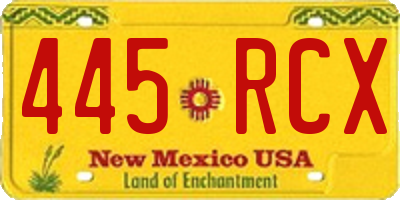 NM license plate 445RCX