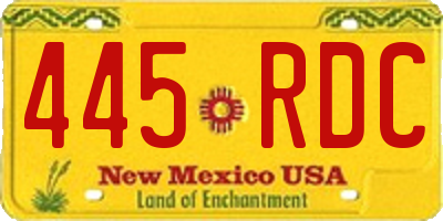 NM license plate 445RDC