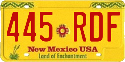 NM license plate 445RDF