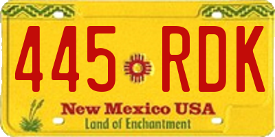 NM license plate 445RDK