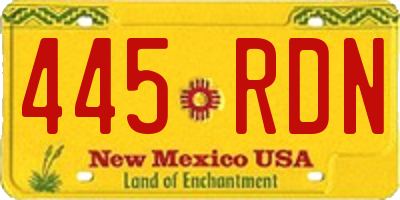 NM license plate 445RDN