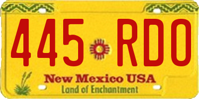 NM license plate 445RDO