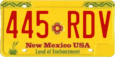 NM license plate 445RDV