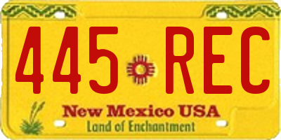 NM license plate 445REC