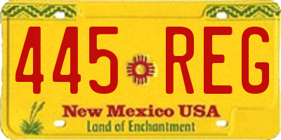 NM license plate 445REG