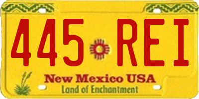 NM license plate 445REI