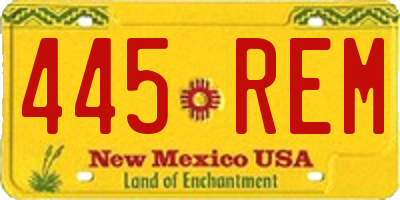 NM license plate 445REM