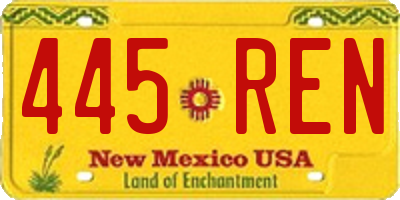 NM license plate 445REN