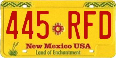 NM license plate 445RFD