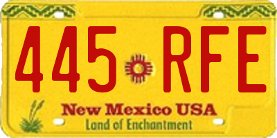 NM license plate 445RFE
