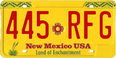 NM license plate 445RFG