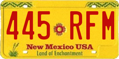 NM license plate 445RFM