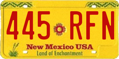 NM license plate 445RFN