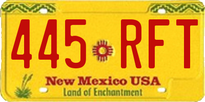 NM license plate 445RFT