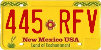 NM license plate 445RFV