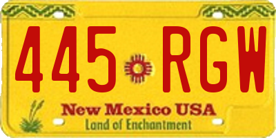 NM license plate 445RGW