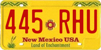 NM license plate 445RHU